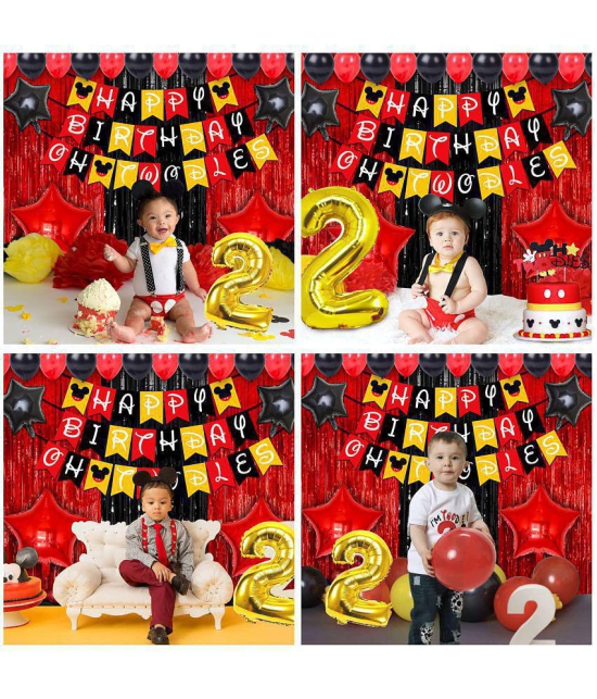 Party Propz Mickey Mouse theme 2nd Birthday Decorations for Baby Boy Combo - 64Pcs Items Set for 2 Years Birthday Decorations for Boy - 2nd Birthday Party Decorations,Birthday Decorations ki