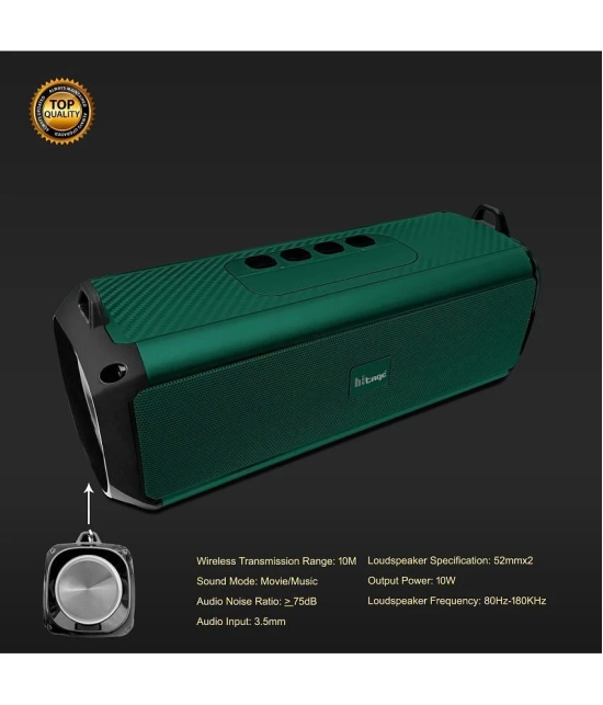 hitage BS-414 10H Music 5 W Bluetooth Speaker Bluetooth V 5.0 with USB,Aux,3D Bass Playback Time 24 hrs Green - Green