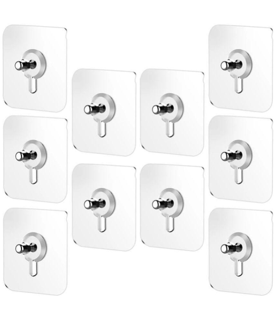 BLUE HOME AND KITCHEN Stainless Steel Self Adhesive Waterproof Hooks (Pack Of 10)