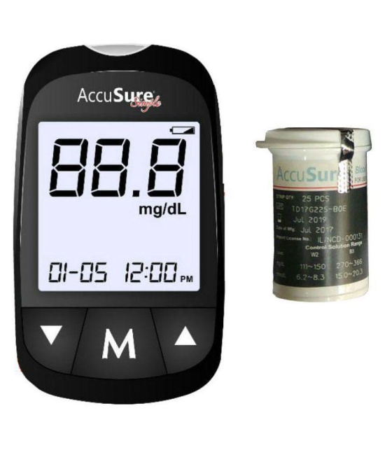 Accusure GLUCOSE MONITOR SIMPLE WITH 25 STRIPS ( STRIPS Expiry -Feb 2024)