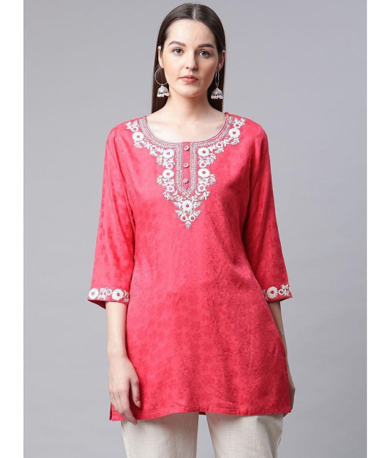 AMIRA'S INDIAN ETHNICWEAR - Pink Polyester Women's Straight Kurti ( Pack of 1 ) - None