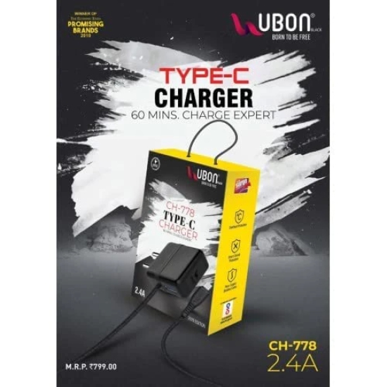 Ubon CH-778 (2.4A) Type-C Charger (Black)