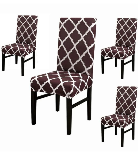 House Of Quirk 1 Seater Polyester Chair Cover ( Pack of 4 ) - Brown