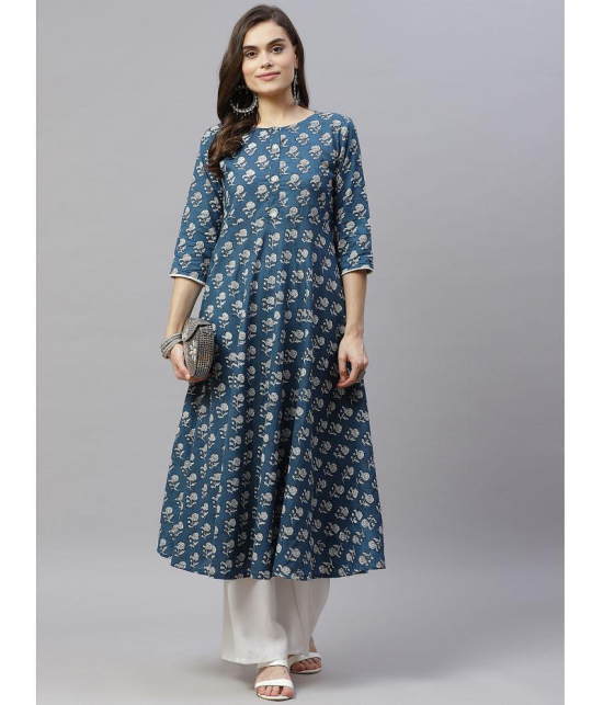 miravan - Blue Cotton Women's Flared Kurti ( Pack of 1 ) - None