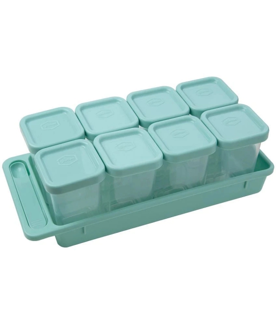 Gluman Plastic Green Spice Container ( Set of 8 ) - Green