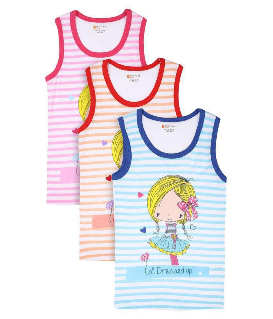 Bodycare kids Girls Vest Round Neck Sleeveless Pack Of 3-White - None