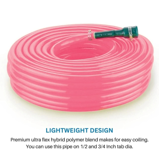 ecofynd 15 meter/50 feet, pvc pink water pipe, heavy duty long pipes with tap hose connectors