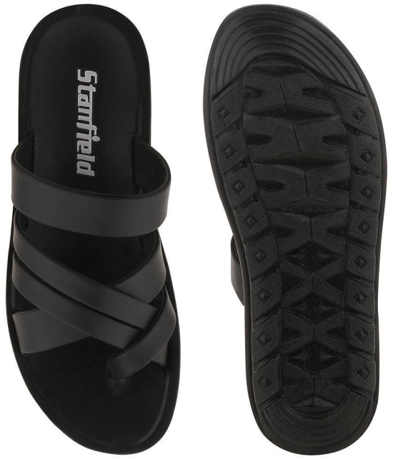 Stanfield - Black Mens Leather Slipper - None