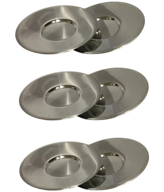 Dynore - Silver Steel Saucer ( Pack of 6 ) - Silver