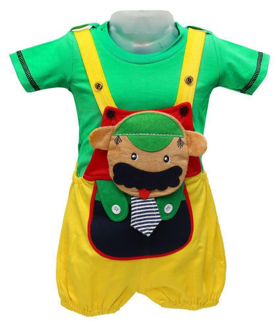 Zadmus Unisex Top and Dungaree Set Cotton, Green   - 6-12 Months