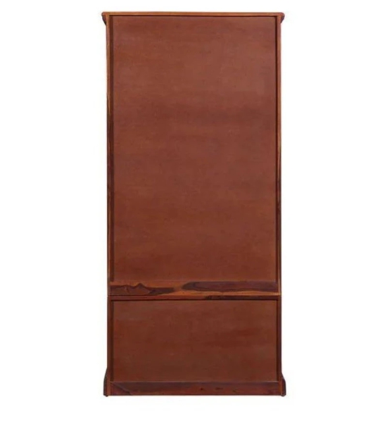 Solid Teak Wood 2 Door Wardrobe Honey Finish-Brown