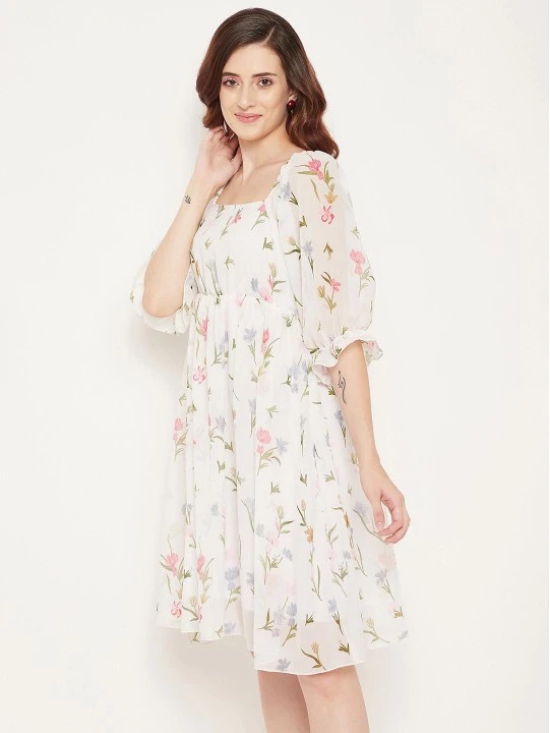 Floral Printed Georgette Empire Dress