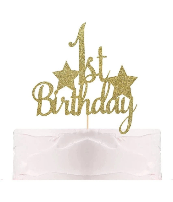 Zyozi 1st Birthday Cake Topper - First Birthday Topper, all the first birthday cake decorations, which is the perfect finish for your cake. White back?Little Star Cake Topper. - Gold