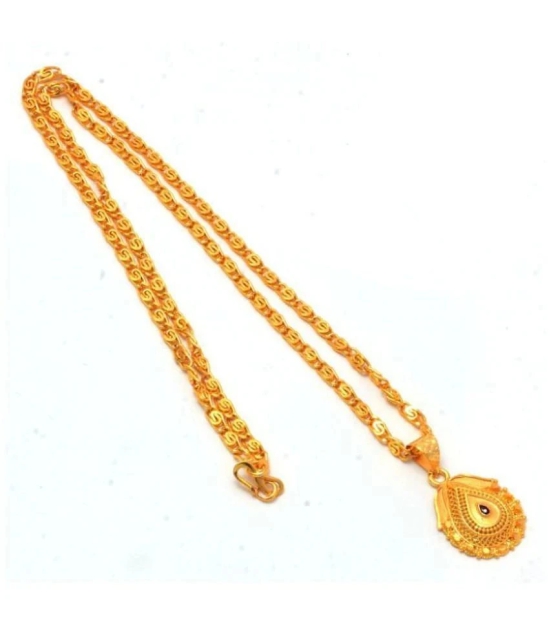 Jewar Mandi New Design Gold Plated Locket/Pendant with Link Chain Daily use for Men, Women & Girls, Boys - None