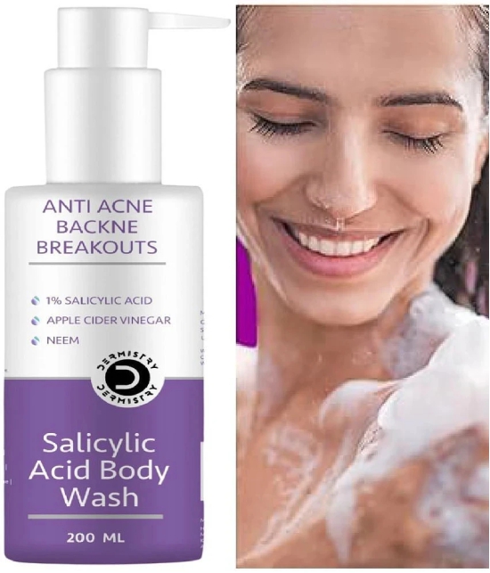 Dermistry 1% Salicylic Acid, Apple Cider Vinegar Neem Anti Acne Exfoliating Exfoliator  Body Wash Preventing Backne Blemishes Breakouts Removes Excess Oil Face Men Women Whiteness White Glow