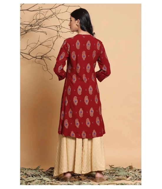 Juniper - Maroon Rayon Womens Asymmetrical Kurti ( Pack of 1 ) - S