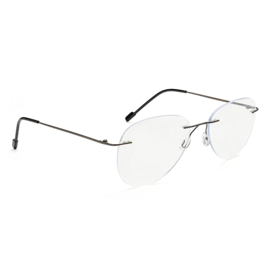 Rimless Aviator Anti Glare & Blue Cut Computer Glass For Men & Women (55 mm)-Biofocal Blue Cut Lens