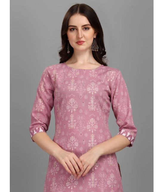 gufrina Cotton Blend Printed Kurti With Salwar Womens Stitched Salwar Suit - Wine ( Pack of 1 ) - None