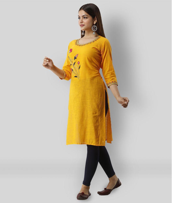 Radiksa - Yellow Cotton Womens Straight Kurti ( Pack of 1 ) - S