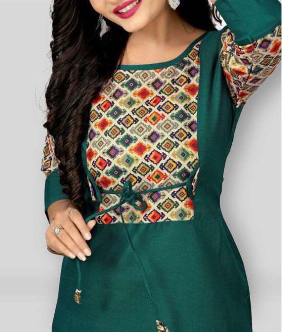 Rangrasiya - Green Cotton Blend Womens Straight Kurti ( Pack of 1 ) - L