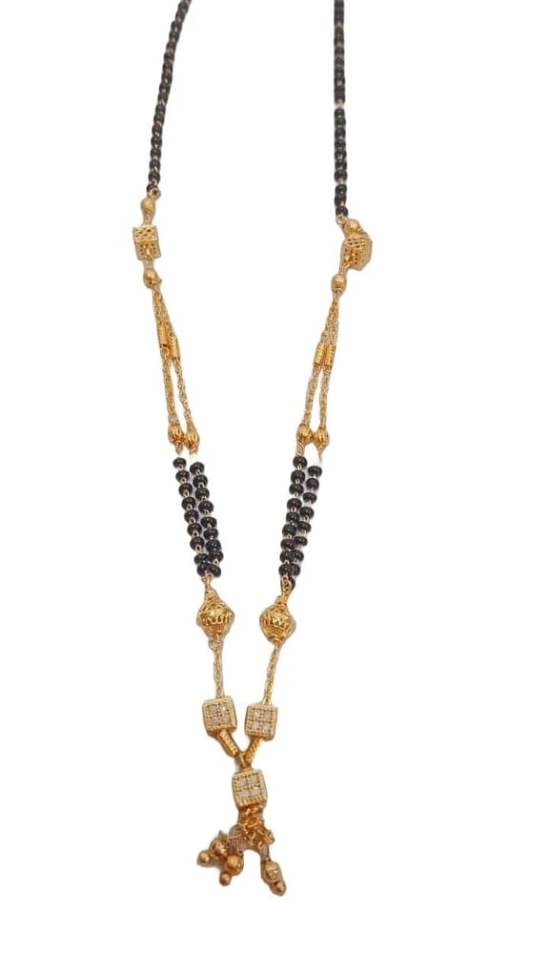 1 gm Gold Mangalsutra with Black Beads for Women