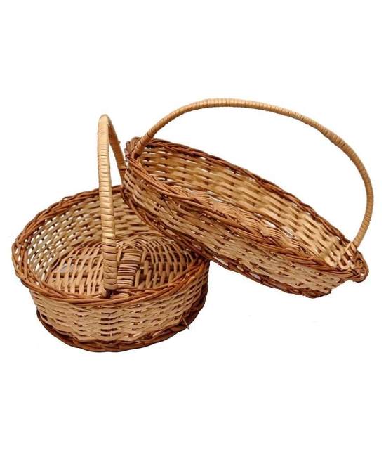 PRANSUNITA Wood Decorative Multipurpose Storage & Gifting Kashmir Basket ( Pack of 2 )