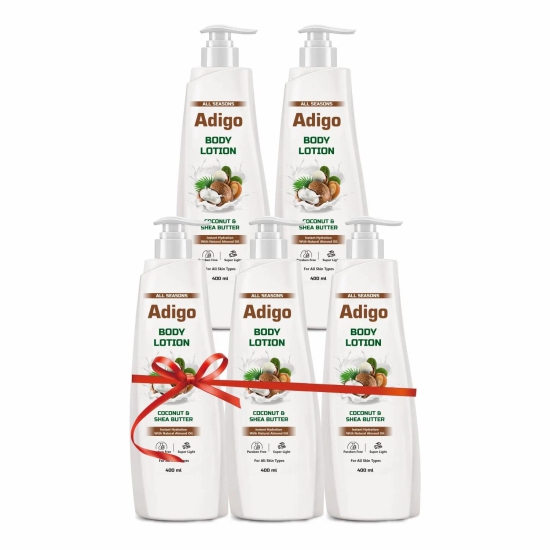 Adigo Body Lotion Coconut & Shea Butter For All Skin Type 400ml(Pack Of 5)