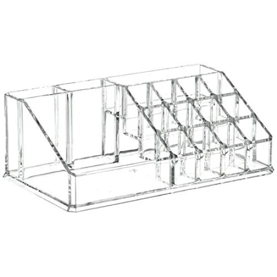 KATHIYAWADI 16 Grid Acrylic Lipstick Holder Stand Organizer Cosmetic Organizer, 8.5 X 6.5 X 3.2 Inch, Transparent