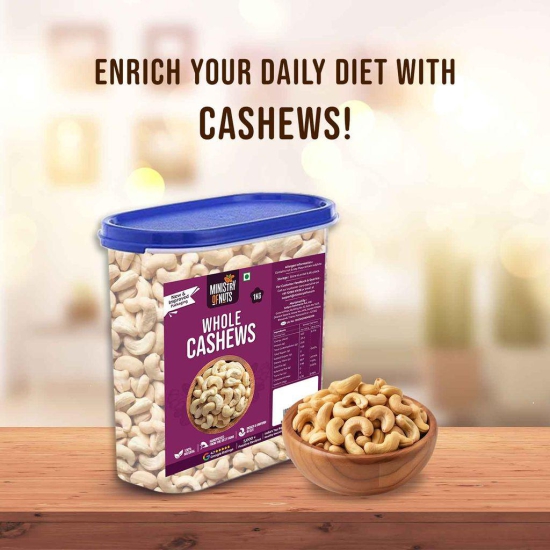 Ministry Of Nuts Whole Natural Cashew Nuts W320, 1kg | 100% Natural Premium Kaju | Nutritious, Delicious & Crunchy Kaju | Rich in Magnesium, Copper & Phosphorus | Cashew 1kg (Cashew 1kg)