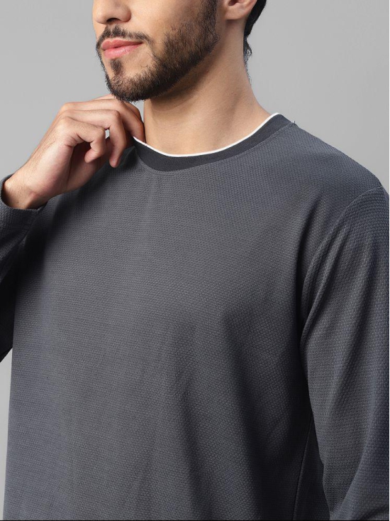 UrbanMark Regular Fit Solid Full Sleeves Mens T-Shirt - Grey ( Pack of 1 ) - None