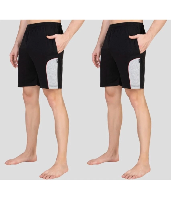 Zeffit - Black Cotton Blend Mens Shorts ( Pack of 2 ) - None