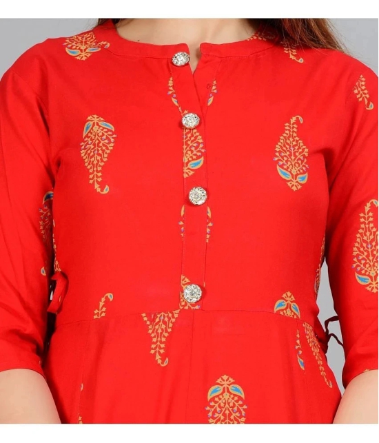 Smien - Red Rayon Womens Flared Kurti ( Pack of 1 ) - None