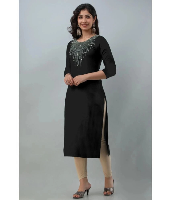 JASH CREATION - Black Rayon Womens Straight Kurti ( Pack of 1 ) - None