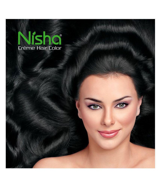 Nisha CREME HAIR COLOR Permanent Hair Color Black NATURAL BLACK 40 g Pack of 10