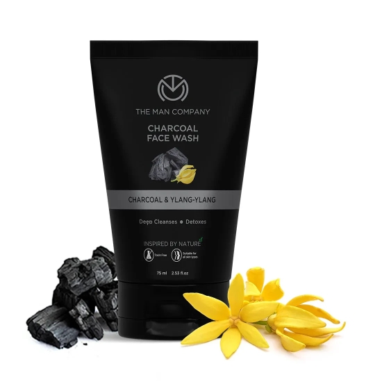 Charcoal Face Wash I Charcoal & Ylang Ylang (75ml) Face wash and Free Sheet Mask