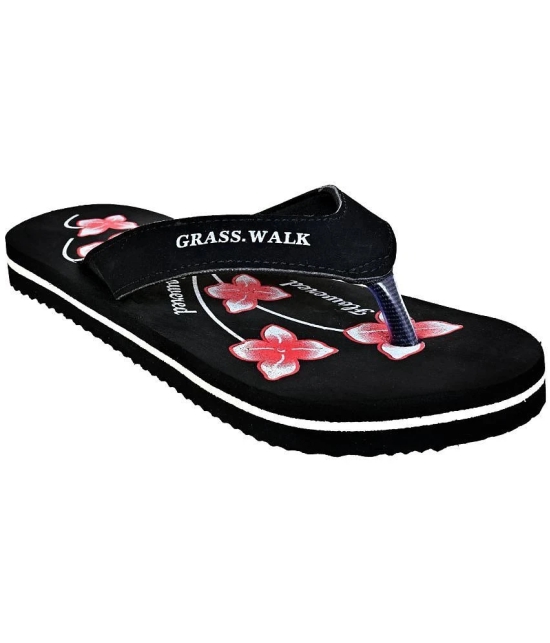 GRASS WALK - Black Womens Thong Flip Flop - None