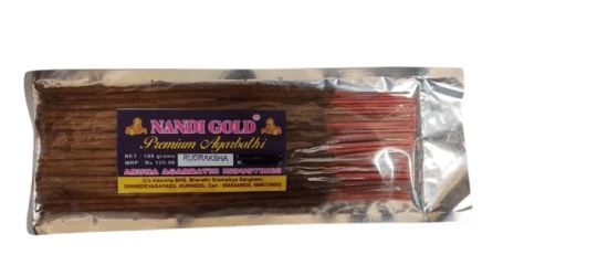 Nandi Gold Premium Agarbathi 100g Each Pack Pack Of 3 Flavours  In Pack Rudraksha,Chandan,And Rose