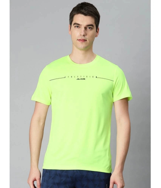 Alcis Fluorescent green Polyester Slim Fit Mens Sports T-Shirt ( Pack of 1 ) - None