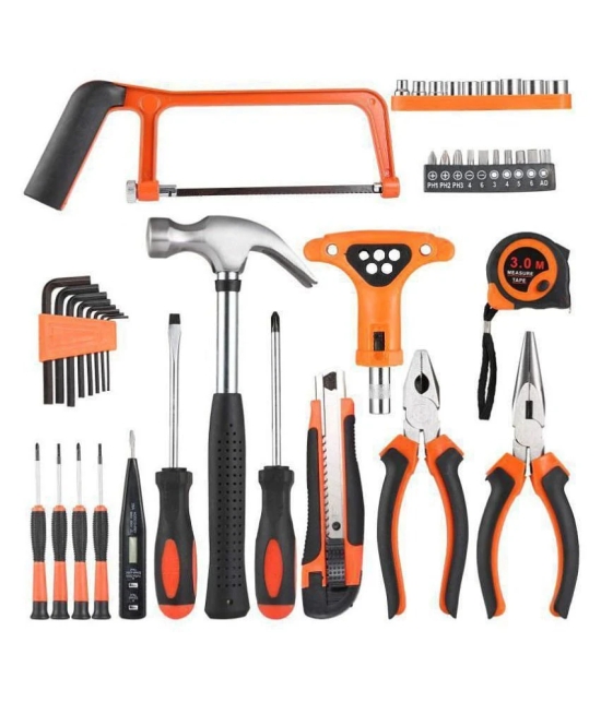 FAB Innovations 82 Pcs DIY Household Hand Tool Box with Screwdrivers Pliers Wrenches Hammer Saw Tool Kit Home Tool Set for Home Office Shed Garage Bike Car Electronics Test Repair Maintenanc