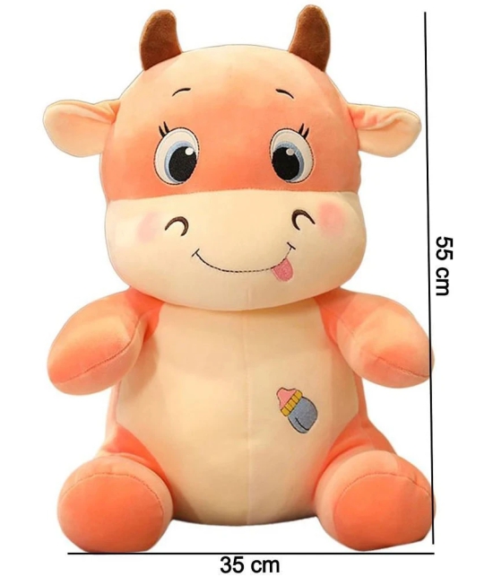 Zyamalox Polyfill Cuddly Soft Cow Plush Toy Pink - Height 55 cm - Pink