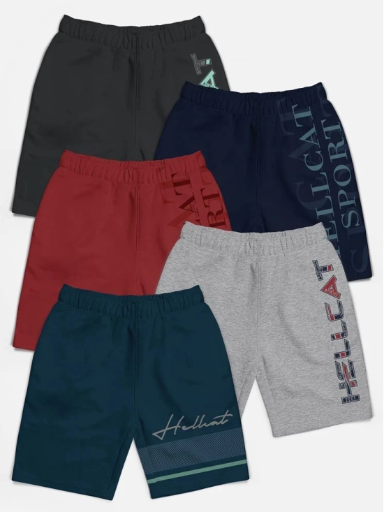 HELLCAT - Multicolor Cotton Blend Boys Shorts ( Pack of 5 ) - None