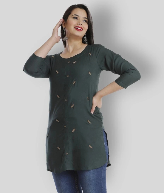 HIGHLIGHT FASHION EXPORT - Green Viscose Womens Straight Kurti ( Pack of 1 ) - XL