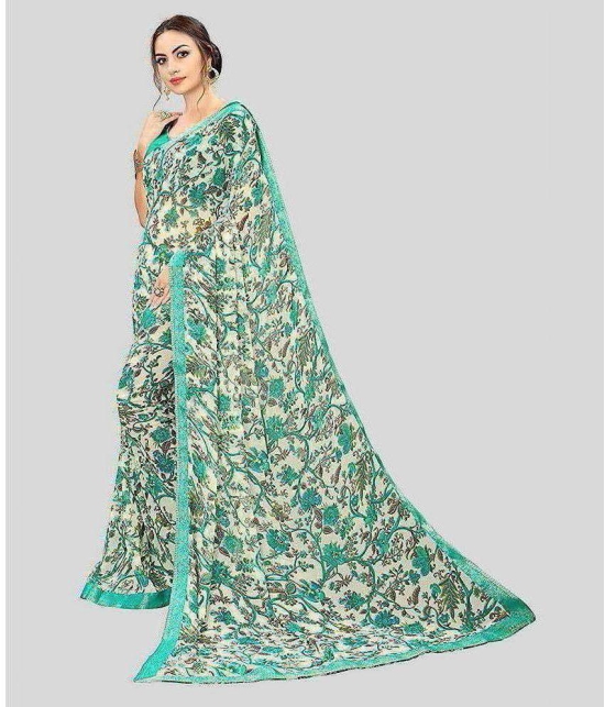 Gazal Fashions Georgette Printed Saree With Blouse Piece - Multicolour ( Pack of 1 ) - Multicolour