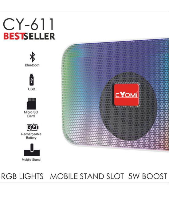 CYOMI CY 611 5 W Bluetooth Speaker Bluetooth v5.0 with USB,SD card Slot Playback Time 4 hrs Assorted - Assorted