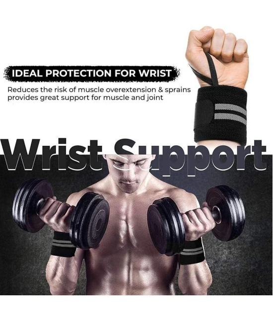 Wrist Supporter Band for Men & Women with Thumb Loop Straps for Gym Workout, Push-ups, Pull-ups, Strength Training Exercise, Pack of 1 - Grey