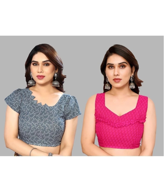 Kashvi Sarees Georgette Printed Saree With Blouse Piece - Multicolour ( Pack of 2 ) - Multicolour