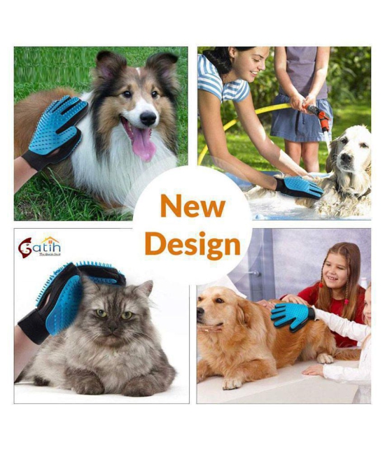 Gatih Pet Grooming Glove - Gentle Deshedding Brush Glove - Efficient Pet Hair Remover Mitt - Massage Tool with Enhanced Five Finger Design - Perfect for Dogs & Cats with Long & Short Fur - M