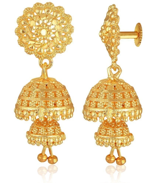 VIVASTRI Golden Jhumki Earrings ( Pack of 1 ) - Golden