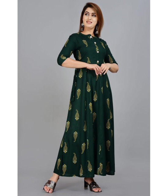 Smien - Green Rayon Womens Flared Kurti ( Pack of 1 ) - None