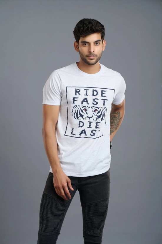 Ride Fast Die Last Printed White T-Shirt for Men M